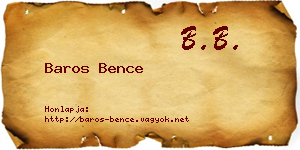 Baros Bence névjegykártya